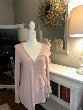 bobeau Blush Pink Wrap Knit Top
